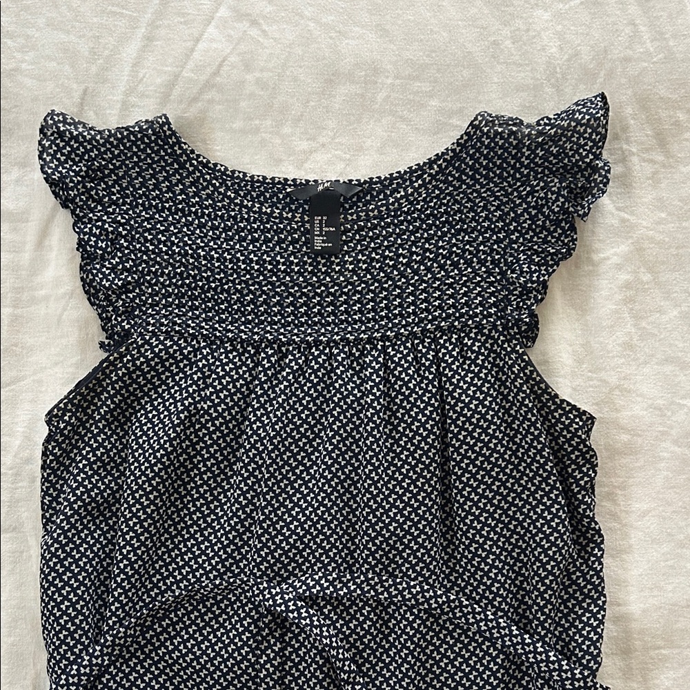 H&M Navy and White Floral Midi Dress